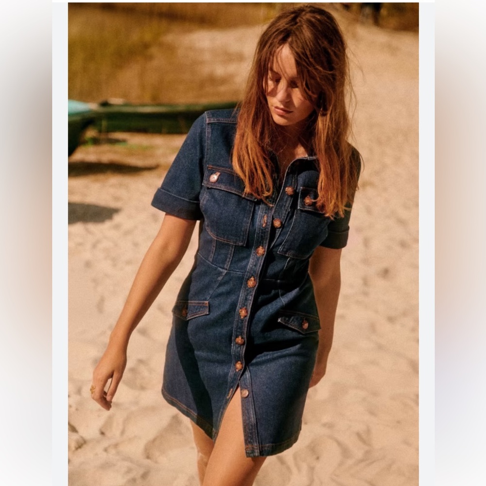 Sézane Thalys Denim Dress sz 36